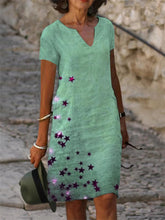 Vestido midi de manga corta con cuello en V